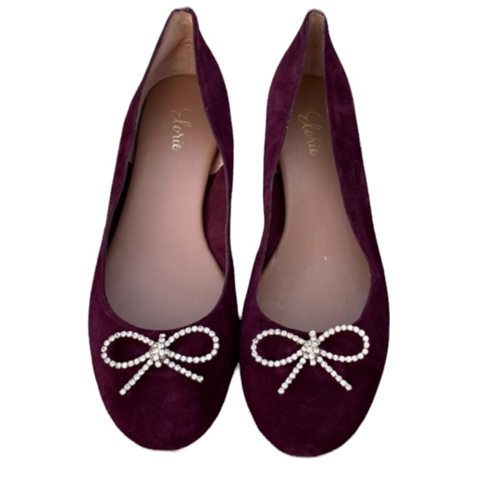 NWOT Elorie rhinestone bow flats
